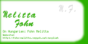 melitta fohn business card